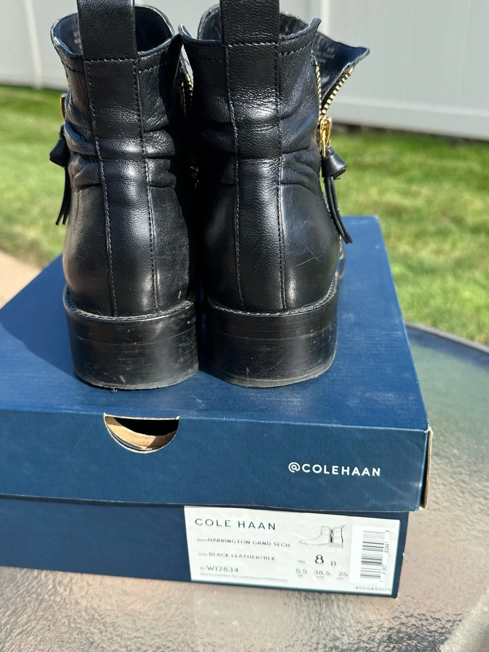 Cole Haan Black Leather Side-Zip Chukka Boots